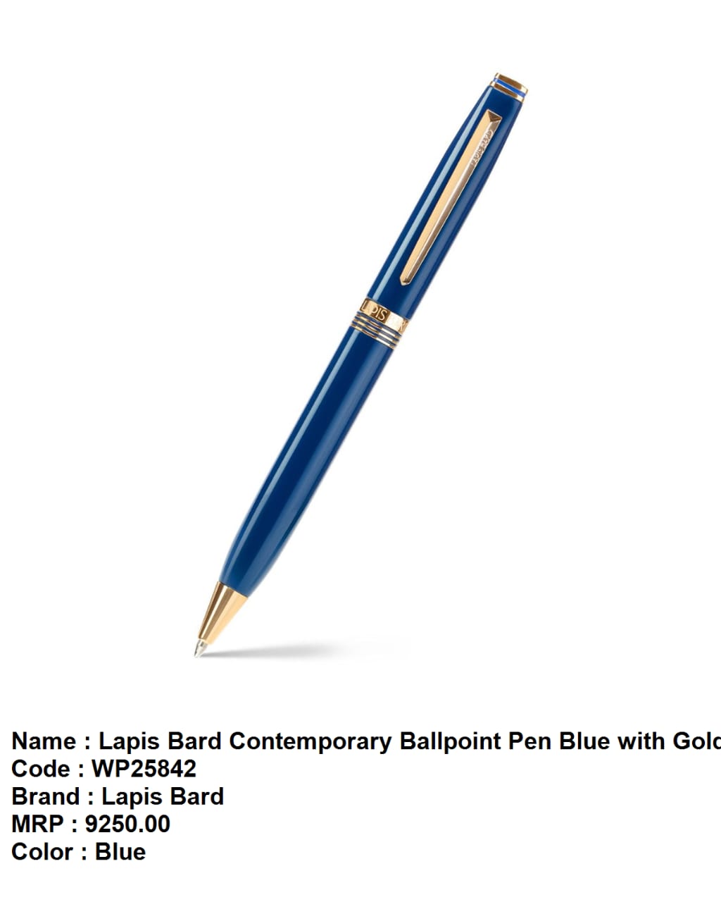 Lapis bard contemporary ballpoint pen blue with gold trims